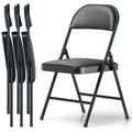Folding Chair 4 Pack, Comfy PU Leather Padded Folding Chairs for Outside and Indoor, Heavy Duty Portable Foldable Metal Commercial Seat for Home Office, Dorm, Party, Backyard, Lawn, Patio