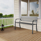 47" Outdoor Garden Bench, Patio Bench with Backrest, Weatherproof, Black