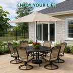 WLLJOY 9FT Outdoor Patio Umbrella Table Market Umbrella with Push Button Tilt/Crank, UV Protection Waterproof Suitable for Garden, Deck, Khaki