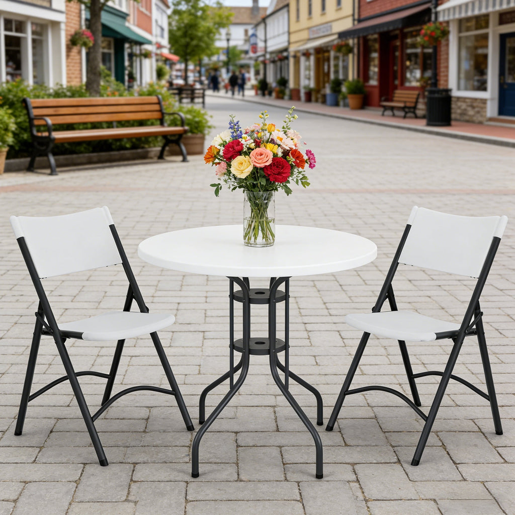 HaiNova 4 Pack White Blow-Molded Folding Chairs, Portable Chair for Adults, 600lbs Capacity Metal Frame, Comfortable Seat for Party, Banquet