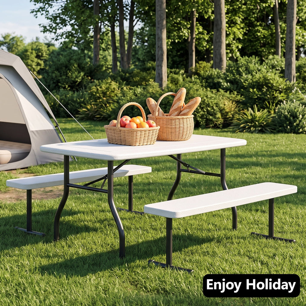 WLLJOY 3-Piece Kids Picnic Tableset, Outdoor Portable Small Table with Long Bench, Waterresistance and Easy to Clean, Suitable for Patio, Garden and living Room