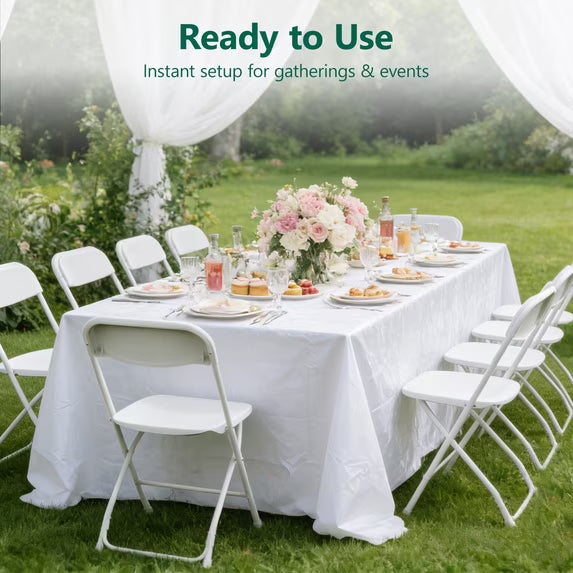 HaiNova Plastic Folding Chair 6 Pack, Portable Comfortable Event Chair, Capacity 350 lb, Indoor/Outdoor Dual-Use Seating for Various Occasions, White