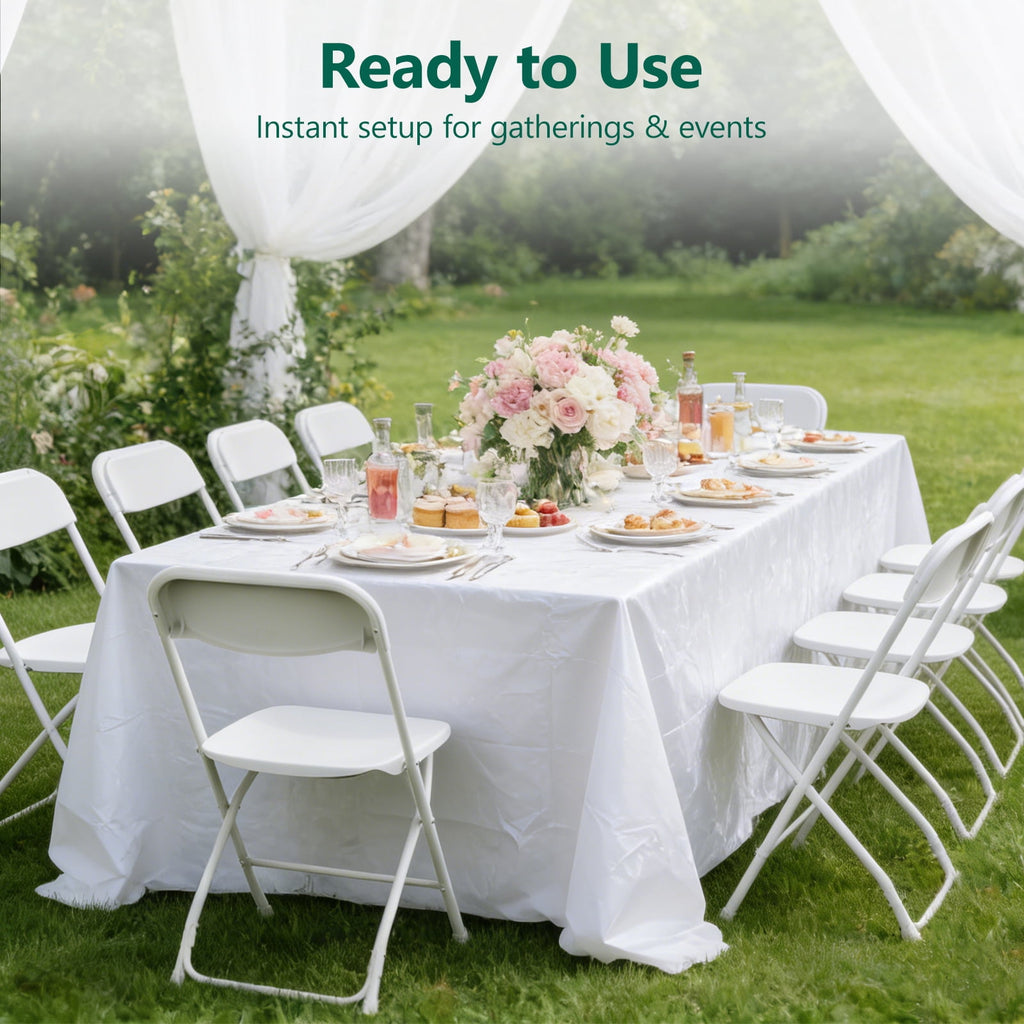 HaiNova Plastic Folding Chair 6 Pack, Portable Comfortable Event Chair, Capacity 350 lb, Indoor/Outdoor Dual-Use Seating for Various Occasions, White