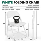 HaiNova 6 Pack Folding Chairs with Comfortable Cushion, Leather Padded Cushion Chair with Stainless Steel Frame for Home and Office, Gatherings, White