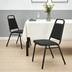 HaiNova Trapezoidal Back Vinyl Stacking Banquet Chair, Multipurpose Stacking Chair with Padded Seat and Back,for Weddings,dinners, Black