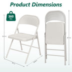 HaiNova All Iron Steel Folding Chair 4 Pack,Durable Portable,Capacity 350 lbs, Indoor/Outdoor Dual-Use Seating for Various Occasions, Khaki
