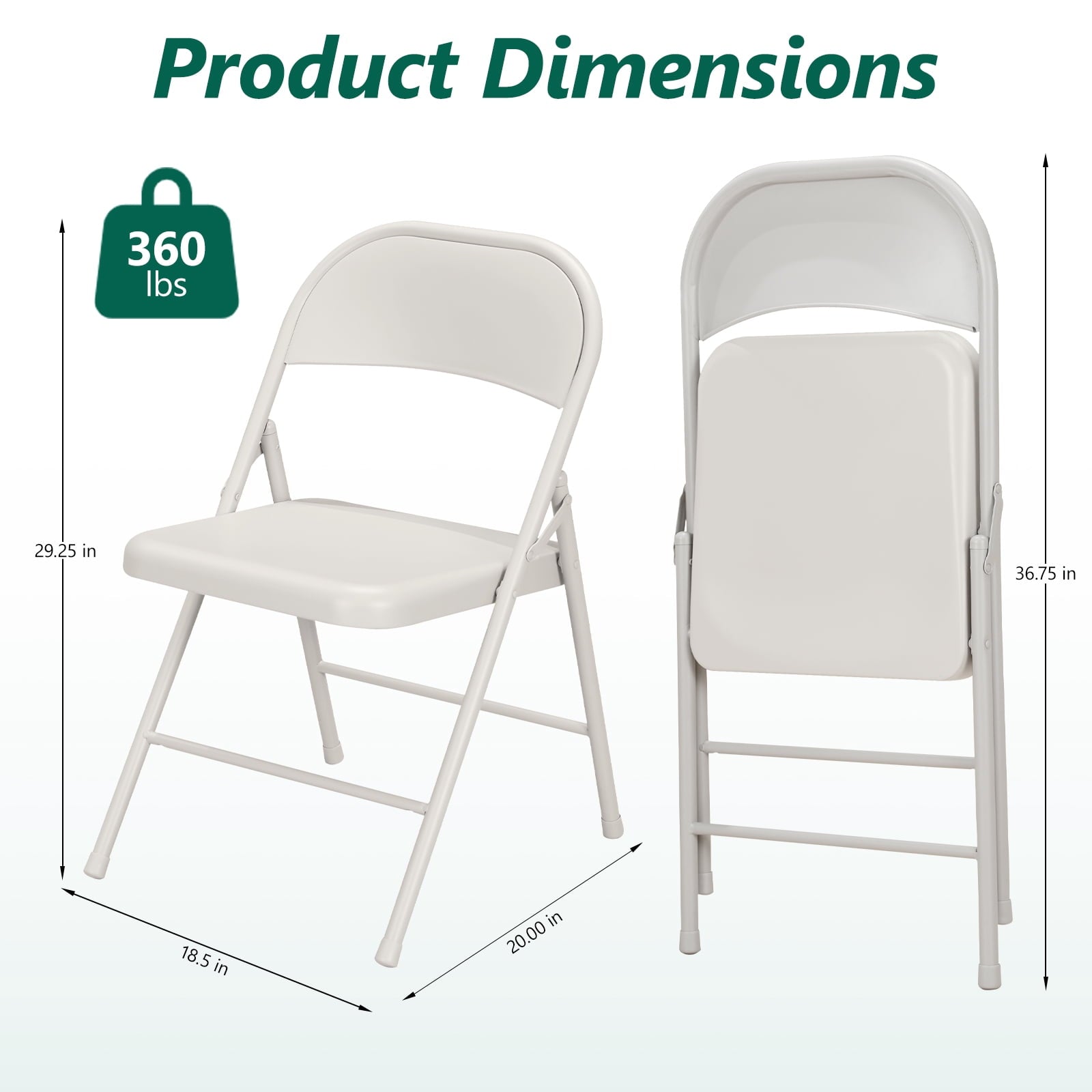 HaiNova All Iron Steel Folding Chair 4 Pack,Durable Portable,Capacity 350 lbs, Indoor/Outdoor Dual-Use Seating for Various Occasions, Khaki