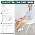 HaiNova 6 Pack Folding Chairs with Comfortable Cushion, Leather Padded Cushion Chair with Stainless Steel Frame for Home and Office, Gatherings, White