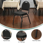 HaiNova Dome Back Stack Chair 4 Pack, with Black Vinyl Seat and Back, 500-lb Weight Capacity, Black Steel Frame, for Banquets, Weddings, Black