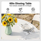 HaiNova 60in Round Folding Table, Heavy Duty Plastic Table for Commercial Event Wedding Party Desk, Accommodate 6-8 People, White