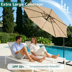 HaiNova 10 ft Offset Patio Umbrella With Base Included ,All-Weather UV Protection Cantilever Umbrella Suitable For Garden, Backyard and Beach, Khaki