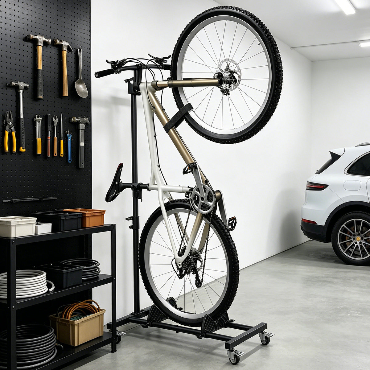 HaiNova Adjustable Height Vertical Bike Stand, Freestanding Bike Rack with Wheels for Garage & Apartment, Safe & Secure, for Wheels Sizes up to 29”