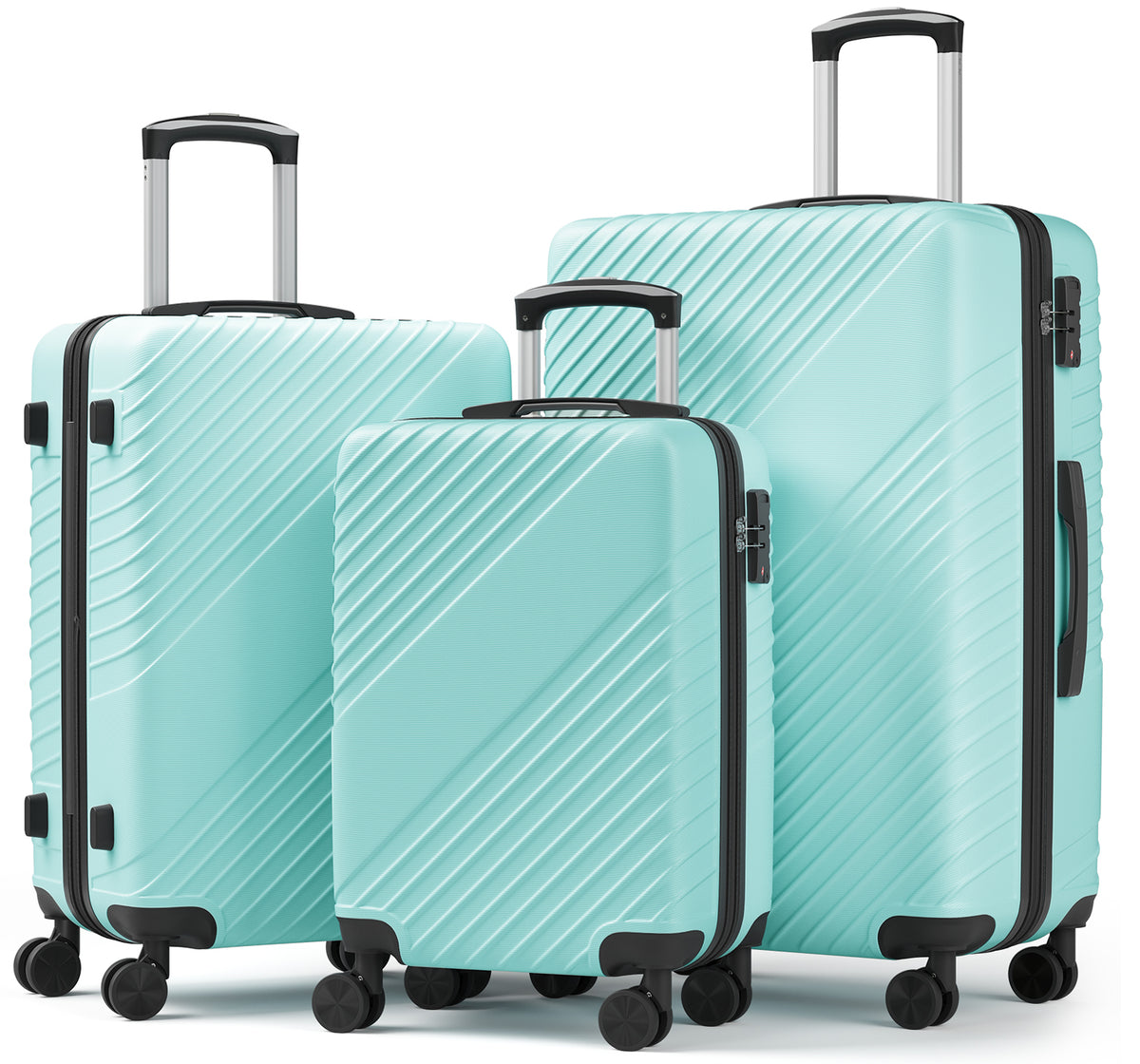 Luggage Sets 3 Piece, ABS Hardside Suitcase Set (20/24/28) with Spinner Wheels, TSA Security Lock, Airline-Approved Carry-On & Lightweight Large Checked Luggage for Business, Travel, Family Vacations