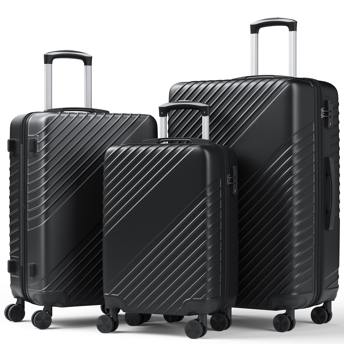 Luggage Sets 3 Piece, ABS Hardside Suitcase Set (20/24/28) with Spinner Wheels, TSA Security Lock, Airline-Approved Carry-On & Lightweight Large Checked Luggage for Business, Travel, Family Vacations