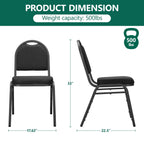 HaiNova Dome Back Stack Chair 4 Pack, with Black Vinyl Seat and Back, 500-lb Weight Capacity, Black Steel Frame, for Banquets, Weddings, Black