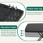 Folding Table 30 Inch - Small Desk Adjustable Height TV Tray for Laptop, Couch, Camping - Heavy Duty Utility Foldable Table for Small Spaces, No Assembly Required, Pink Granite