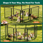 WLLJOY Dog Playpen, 32 Inch 8 Panels Heavy Duty Metal Pet Fence for Indoor/Outdoor, Large Dog Exercise Pen for RV Camping/Yard/Garden, Black