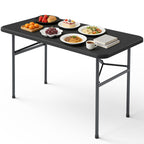 4ft Folding Table, Heavy Duty Plastic Card Table with Foldable Steel Legs, Metal Frame Support up to 400 lb, Portable for Indoor, Outdoor, Picnic, Camping, Dining, Party, White