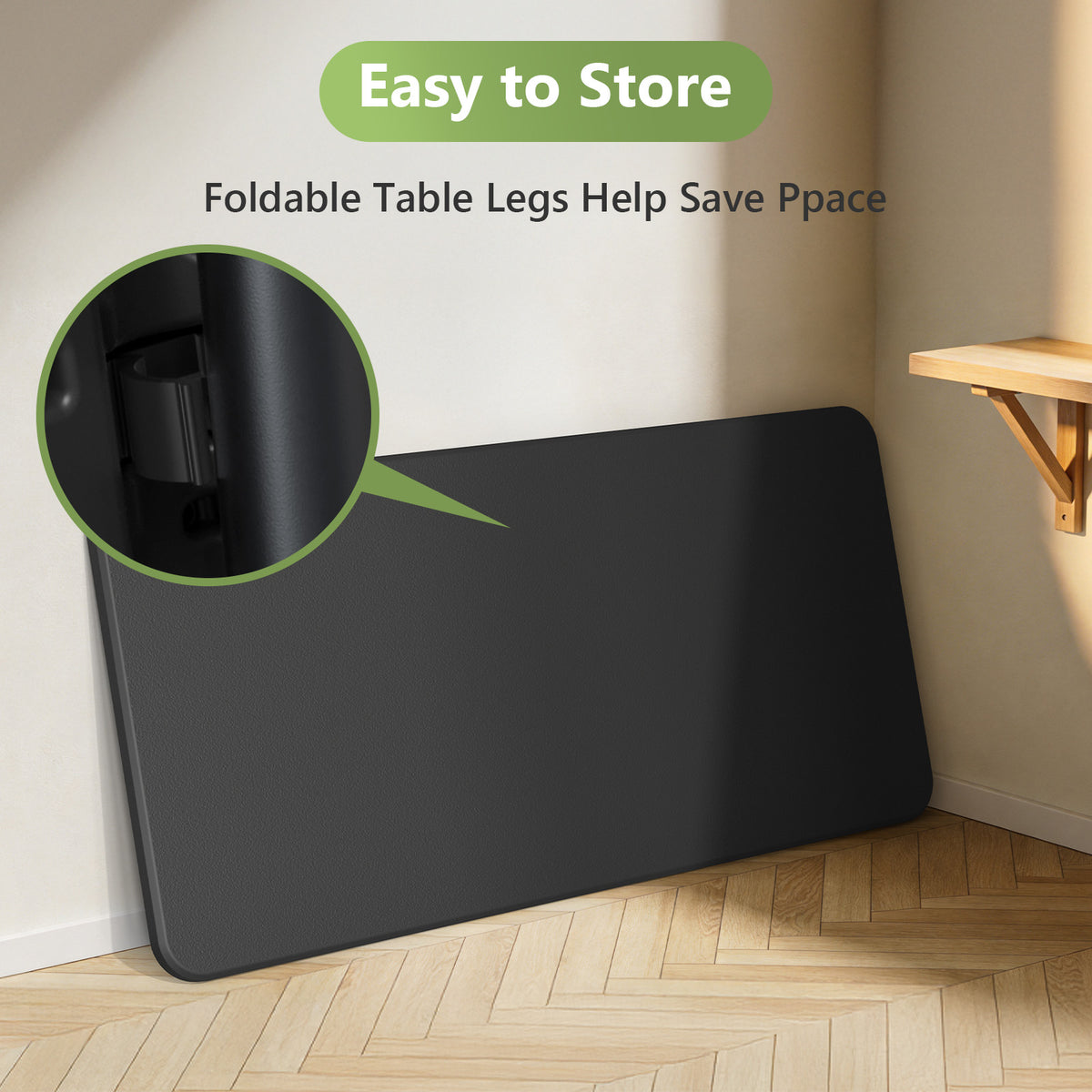 5FT Folding Table, Heavy Duty Plastic Table with Foldable Legs, Black