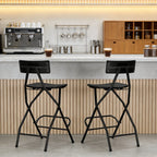 HaiNova Black Folding Bar Stool with Backrest, Blow-molded/Metal Frame, Durable and Sturdy Folding Chair for Indoor/Outdoor Kitchen Shop Cafe