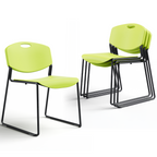 Stacking Chairs Set of 4, Plastic Waiting Room Chair with Sled Base, Stackable Office Guest Reception Chairs No Wheels for Break Rooms and Conference Rooms Black