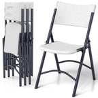 Folding Chairs 4 Pack, Outdoor Portable Foldable Chair with Steel Frame, 500lbs Capacity Heavy Duty Metal White Plastic Folding Chairs for Patio, Picnic, Kitchen, Dining