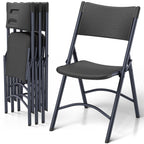 Folding Chairs 4 Pack, Outdoor Portable Foldable Chair with Steel Frame, 500lbs Capacity Heavy Duty Metal White Plastic Folding Chairs for Patio, Picnic, Kitchen, Dining