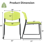 Stacking Chairs Set of 4, Plastic Waiting Room Chair with Sled Base, Stackable Office Guest Reception Chairs No Wheels for Break Rooms and Conference Rooms Black
