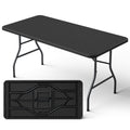 5FT Folding Table, Heavy Duty Plastic Table with Foldable Legs, Black
