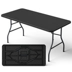 5FT Folding Table, Heavy Duty Plastic Table with Foldable Legs, Black