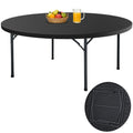60" Folding Round Table, Plastic Dinner Table, Portable Folding Banquet Table for Living Room, Party or Outdoor Event, Black