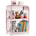 Cute Nightstand, Metal End Table, Side Table with Storage, 3-Tier Narrow End Table for Girls, Small Beside Table for Bedroom, Living Room, Office, Decor, Pink