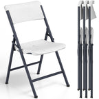 Folding Chair 4 Pack, Portable Heavy Duty Foldable Chair Plastic Seat with Steel Frame for Indoor and Outdoor, Dinning, Party, Wedding, Office, Patio, Garden, White