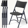 Folding Chairs 4 Pack, Outdoor Portable Foldable Chair with Steel Frame, 500lbs Capacity Heavy Duty Metal White Plastic Folding Chairs for Patio, Picnic, Kitchen, Dining
