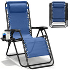 Zero Gravity Chairs Set of 2, Adjustable Lounge Chair Outdoor Recliner, Folding Reclining Lawn Chair, Anti Gravity Chair with Pillow & Cup Holder for Pool Camping Sunbathing Beach Patio (Gray)