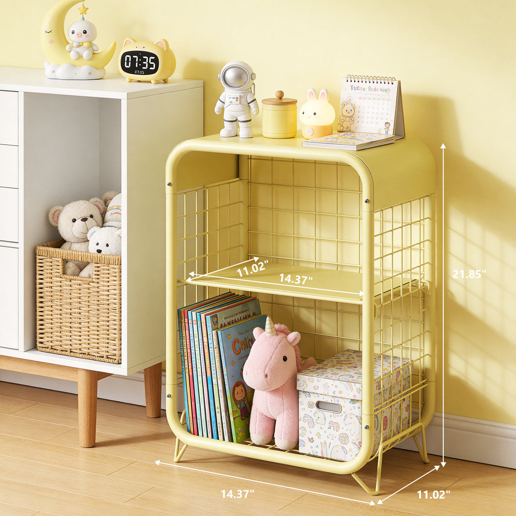 Cute Nightstand, Metal End Table, Side Table with Storage, 3-Tier Narrow End Table for Girls, Small Beside Table for Bedroom, Living Room, Office, Decor, Pink