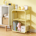 Cute Nightstand, Metal End Table, Side Table with Storage, 3-Tier Narrow End Table for Girls, Small Beside Table for Bedroom, Living Room, Office, Decor, Pink