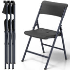 Folding Chair 4 Pack, Portable Heavy Duty Foldable Chair Plastic Seat with Steel Frame for Indoor and Outdoor, Dinning, Party, Wedding, Office, Patio, Garden, White