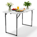Folding Table, 4FT Foldable Picnic Table with Adjustable Height, Heavy Duty Fold-in-Half Portable Table for Weddings, Camping, RV Travel, Parties, BBQs, and Indoor Use, Easy to Fold and Store