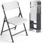 HaiNova 4 Pack Folding Chair, 350 Lb Weight Capacity, Fold chair with Breathable Seat Indoor/Outdoor for Picnic,Races, Parties & Weddings, White