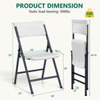 Folding Chair 4 Pack, Portable Heavy Duty Foldable Chair Plastic Seat with Steel Frame for Indoor and Outdoor, Dinning, Party, Wedding, Office, Patio, Garden, White