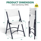 Folding Chairs 4 Pack, Outdoor Portable Foldable Chair with Steel Frame, 500lbs Capacity Heavy Duty Metal White Plastic Folding Chairs for Patio, Picnic, Kitchen, Dining