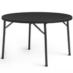 48" Folding Round Table, Heavy Duty Plastic Commercial Dinner Table with Foldable Steel Legs, Portable Banquet Table for Wedding, Party, Events, Indoor, Outdoor, White