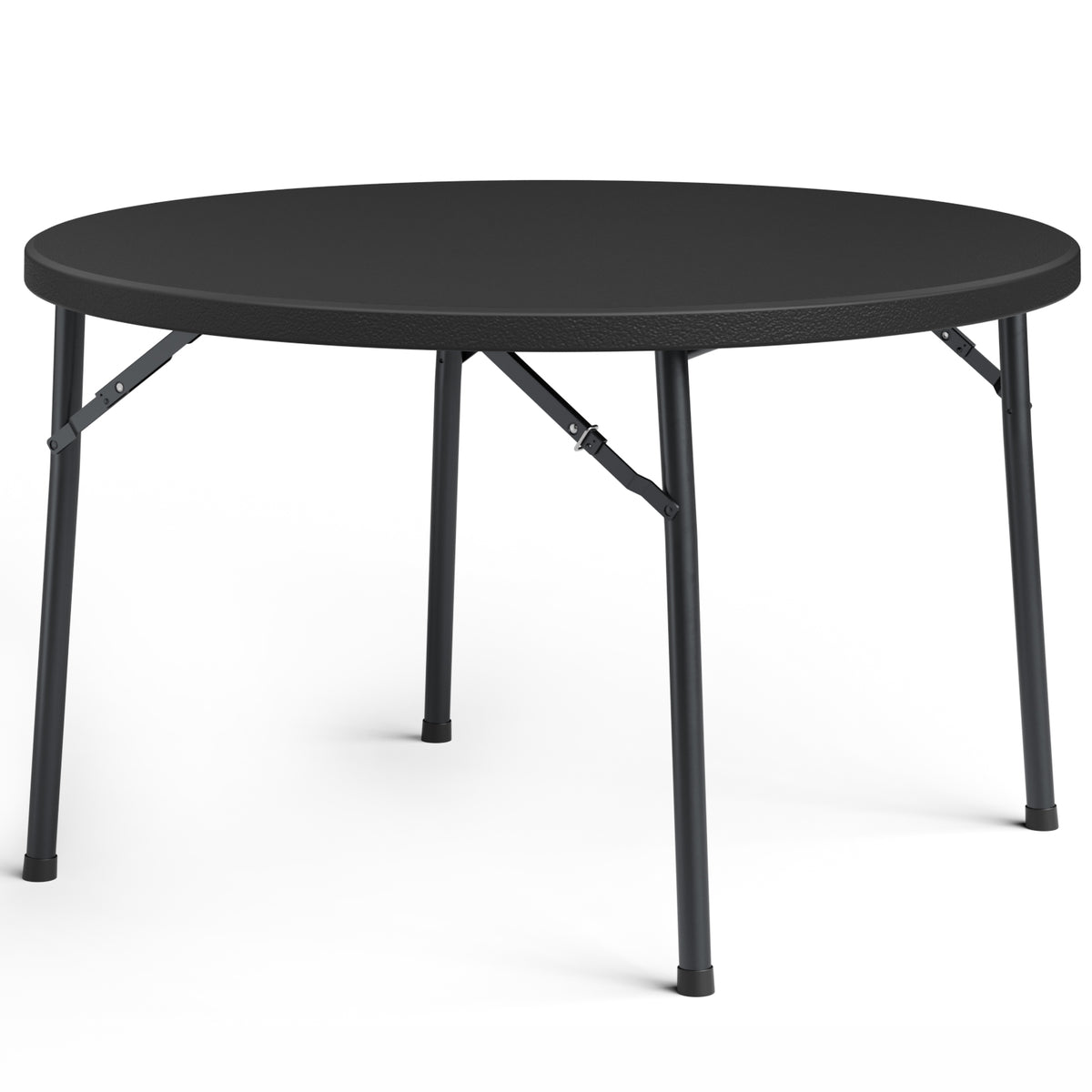 48" Folding Round Table, Heavy Duty Plastic Commercial Dinner Table with Foldable Steel Legs, Portable Banquet Table for Wedding, Party, Events, Indoor, Outdoor, White