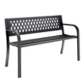 47" Outdoor Garden Bench, Patio Bench with Backrest, Weatherproof, Black