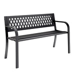 47" Outdoor Garden Bench, Patio Bench with Backrest, Weatherproof, Black