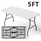 5FT Folding Table, Heavy Duty Plastic Table with Foldable Legs, Black