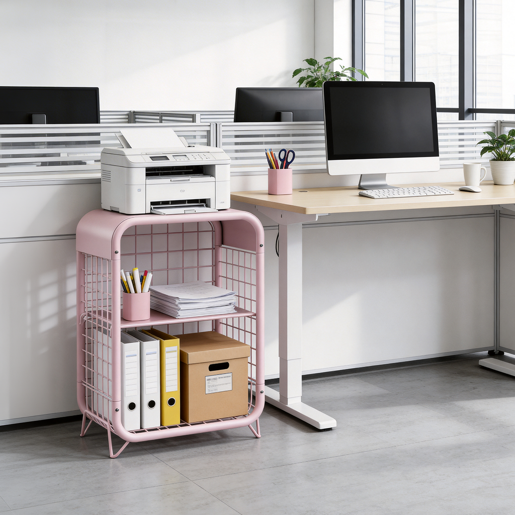 Cute Nightstand, Metal End Table, Side Table with Storage, 3-Tier Narrow End Table for Girls, Small Beside Table for Bedroom, Living Room, Office, Decor, Pink