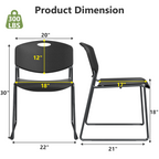 Stacking Chairs Set of 4, Plastic Waiting Room Chair with Sled Base, Stackable Office Guest Reception Chairs No Wheels for Break Rooms and Conference Rooms Black