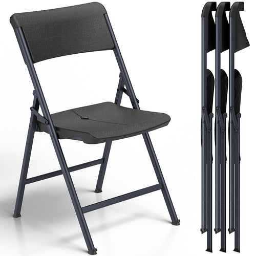 Folding Chair 4 Pack, Portable Heavy Duty Foldable Chair Plastic Seat with Steel Frame for Indoor and Outdoor, Dinning, Party, Wedding, Office, Patio, Garden, White